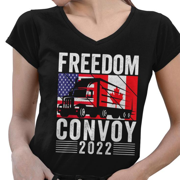 Freedom Convoy 2022 American Canadian Flag Tshirt Women V-Neck T-Shirt