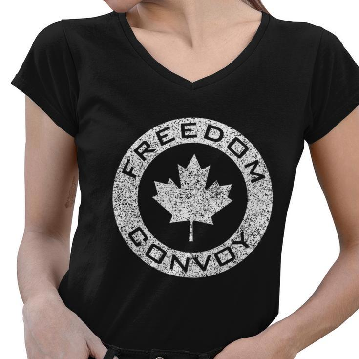 Freedom Convoy 2022 Canadian Maple Leaf Trucker Tshirt Women V-Neck T-Shirt