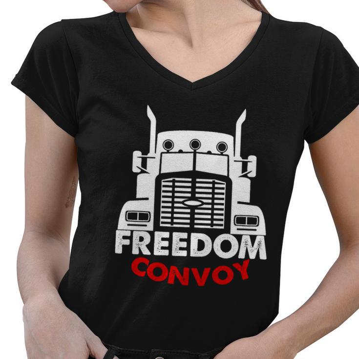 Freedom Convoy Support Truckers Tshirt Women V-Neck T-Shirt