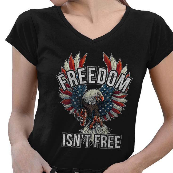 Freedom Isnt Free Shirt Screaming Red White & Blue Eagle Women V-Neck T-Shirt