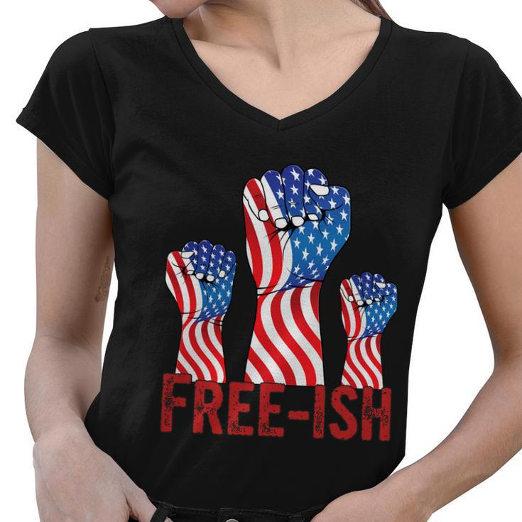 Freeish Fourth Of July American Independence Day Graphic Plus Size Shirt For Men Women V-Neck T-Shirt