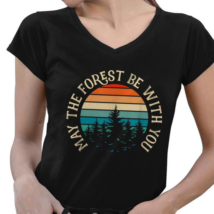 Fun May The Forest Be With You May The Fourth Hiker V2 Women V-Neck T-Shirt