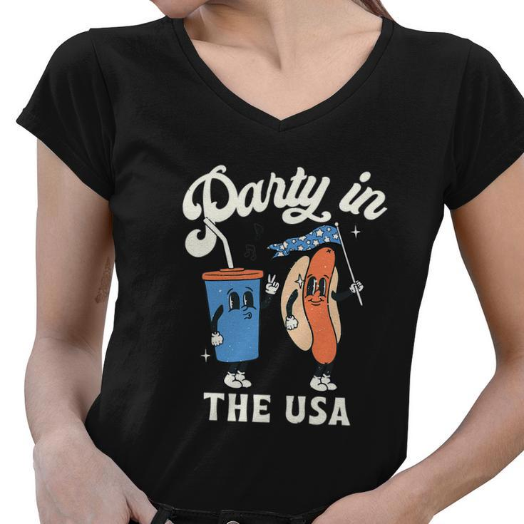 Funny 4Th Of July For Hotdog Lover Party Women V-Neck T-Shirt