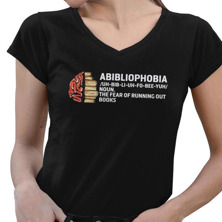 Funny Abibliophobia Gift Reading Bookworm Book Abibliophobia Cute Gift Women V-Neck T-Shirt