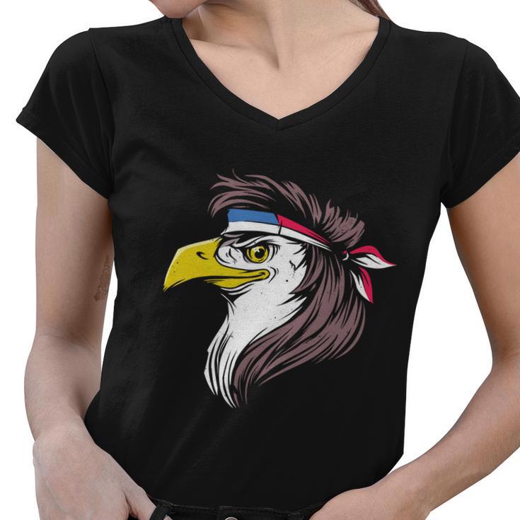 Funny Bald Eagle Mullet With American Flag 4Th Of July Gift Women V-Neck T-Shirt