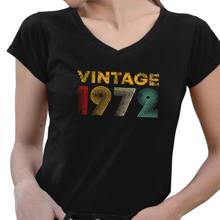 Funny Birthday Vintage 1972 50Th Birthday Gift Graphic Design Printed Casual Daily Basic Women V-Neck T-Shirt