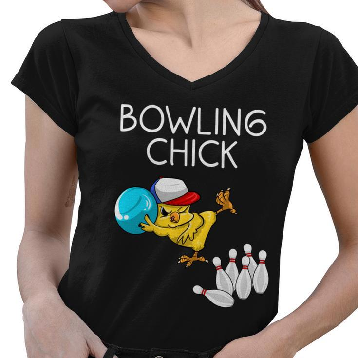 Funny Bowling Gift For Women Cute Bowling Chick Sports Athlete Gift Women V-Neck T-Shirt