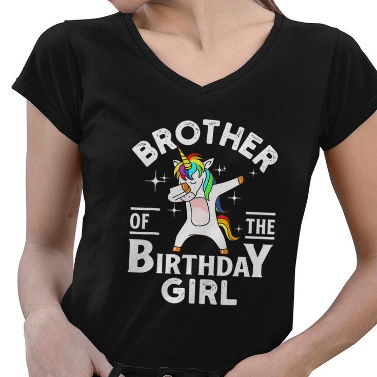 Funny Brother Of The Birthday Girl Unicorn Women V-Neck T-Shirt