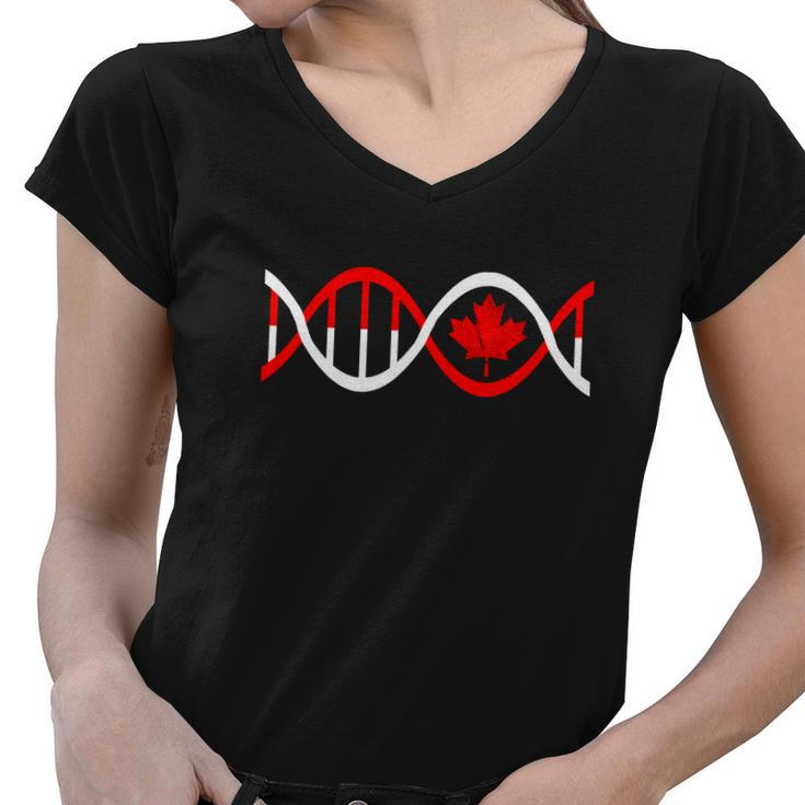 Funny Candada Dna Genetic Maple Leaf Women V-Neck T-Shirt
