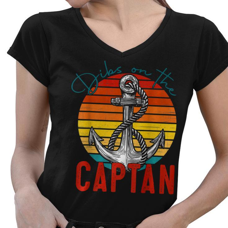 Funny Captain Wife Dibs On The Captain Vintage  V2 Women V-Neck T-Shirt