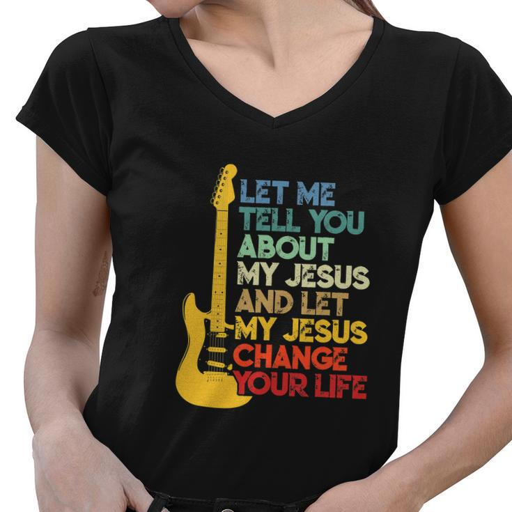 Funny Christian Bible Guitar Player Women V-Neck T-Shirt