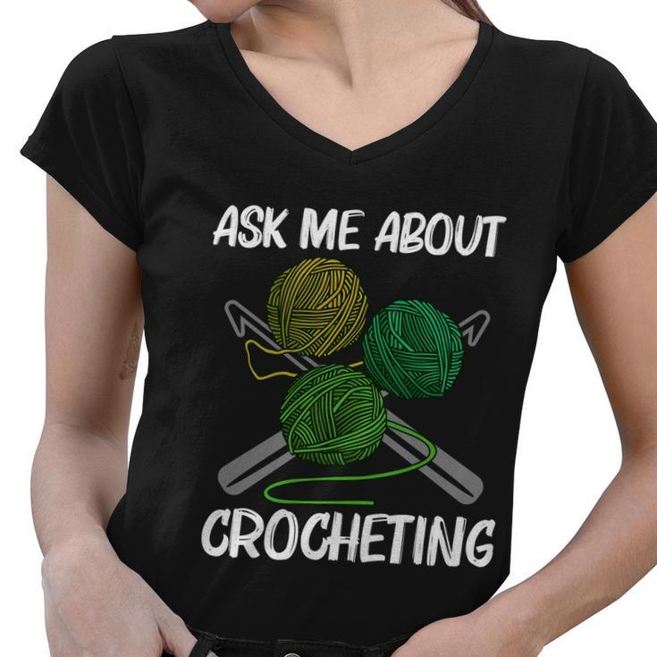 Funny Crocheting Art For Men Women Crochet Handicraft Lovers Cool Gift Women V-Neck T-Shirt