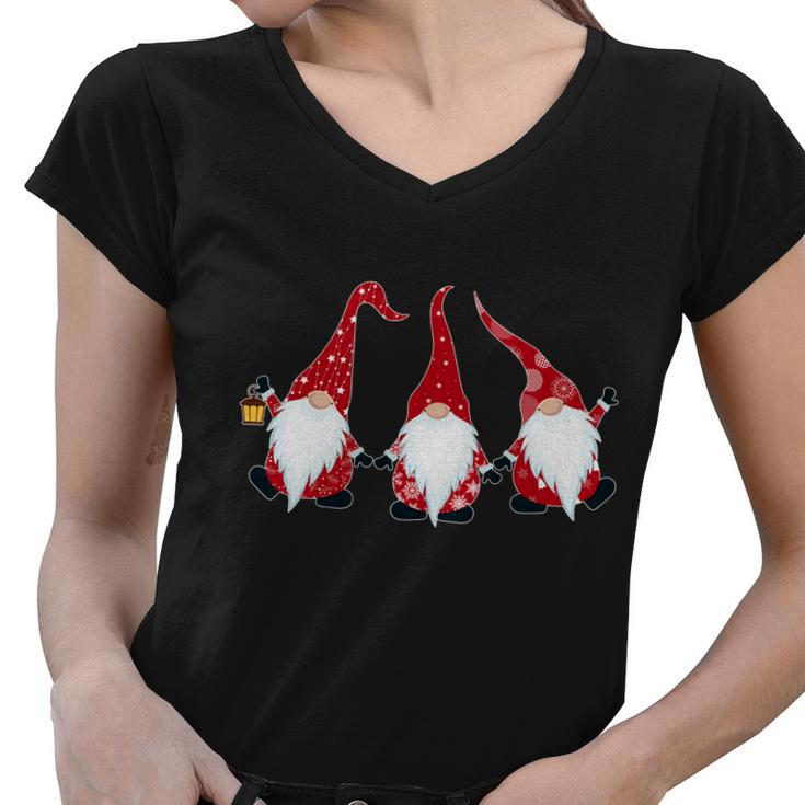 Funny Cute Christmas Gnomes Tshirt Women V-Neck T-Shirt