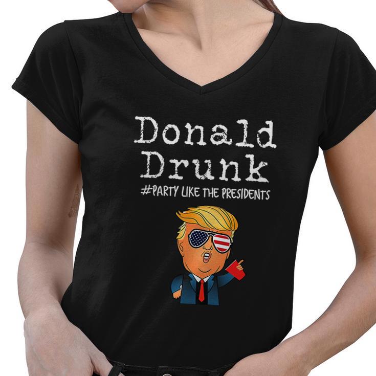 Funny Donald Trump Presidents 4Th Of July Women V-Neck T-Shirt