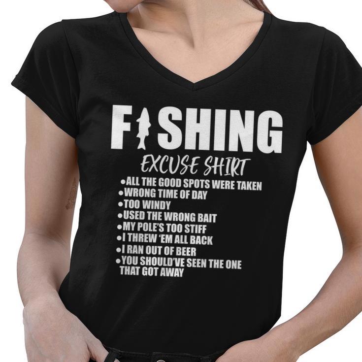 Funny Fishing Excuses V2 Women V-Neck T-Shirt