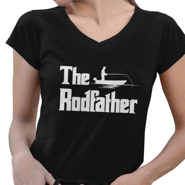 Funny Fishing For Fisherman Dad The Rodfather Women V-Neck T-Shirt