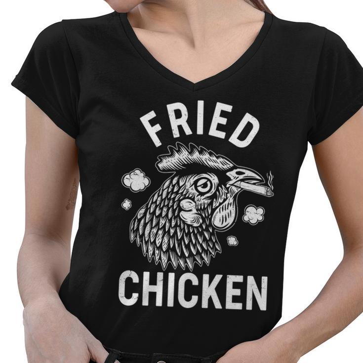 Funny Fried Chicken Smoking Joint Women V-Neck T-Shirt