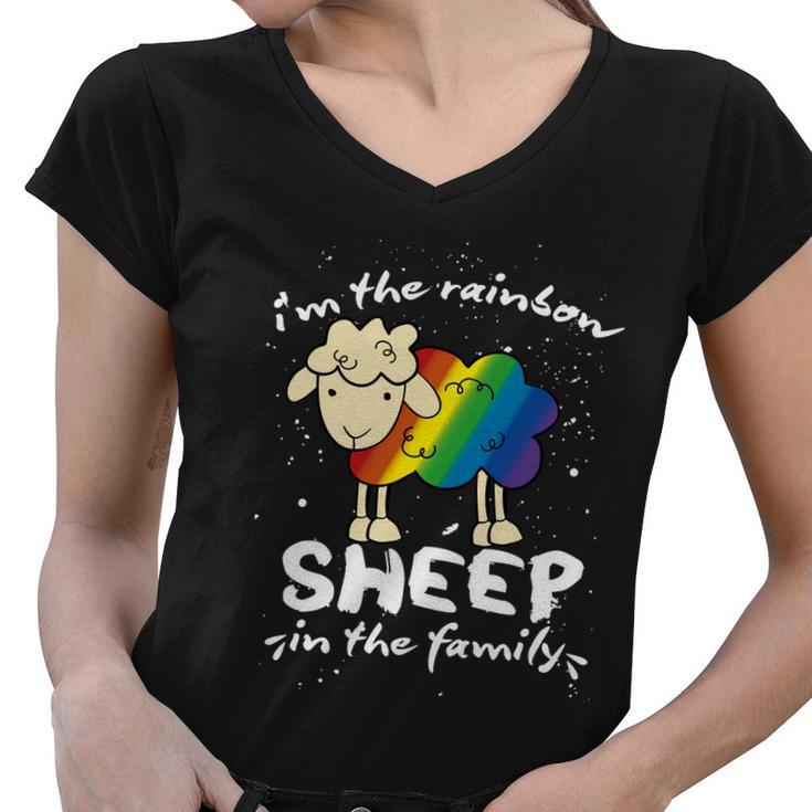 Funny Gay Pride Lgbt Gay Lesbian Im The Rainbow Sheep Gift Women V-Neck T-Shirt
