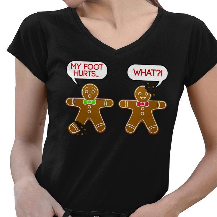 Funny Gingerbread Christmas Tshirt Women V-Neck T-Shirt