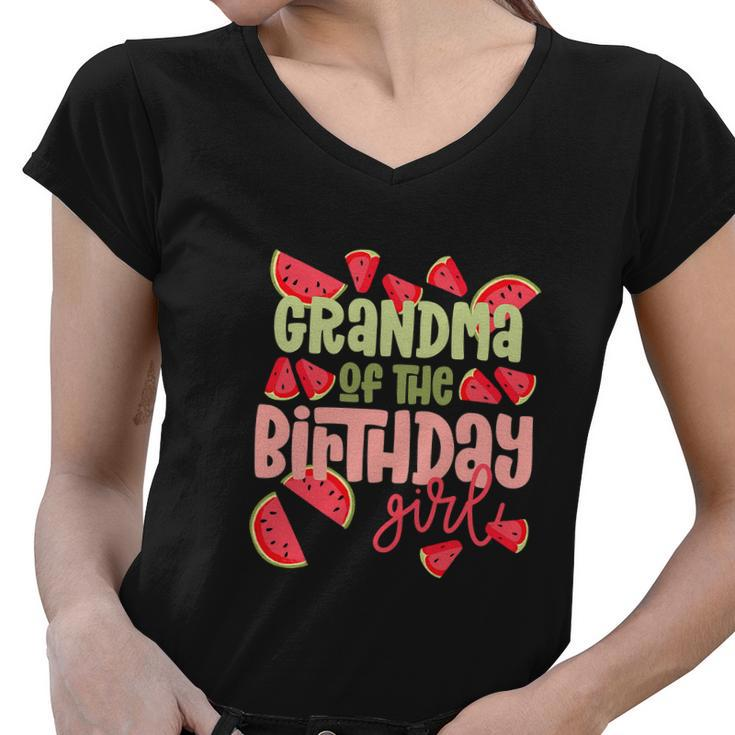 Funny Grandma Birthday One In A Melon Watermelon Women V-Neck T-Shirt