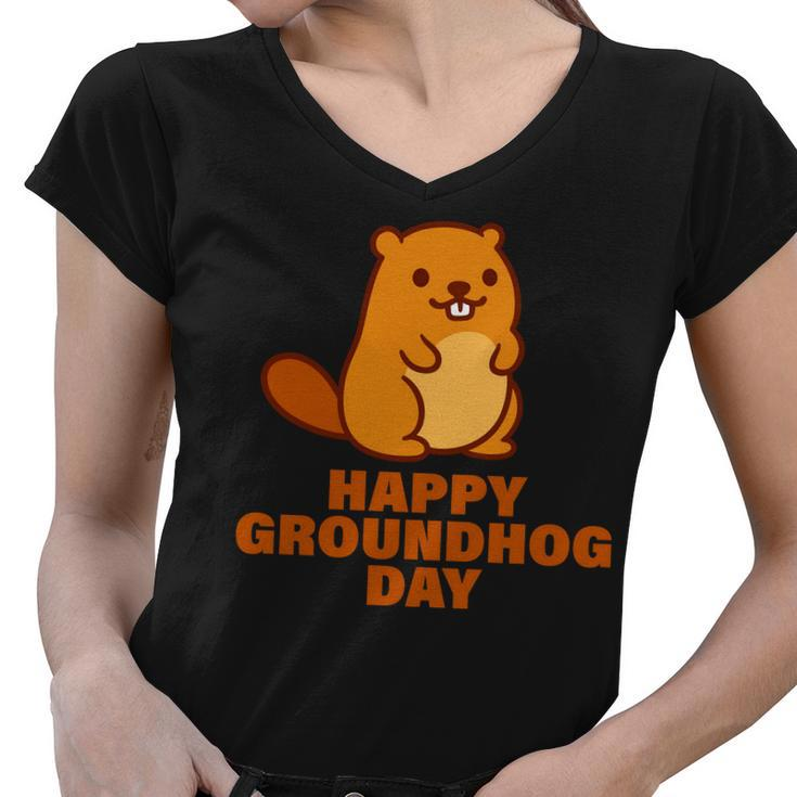 Funny Happy Groundhog Day Tshirt Women V-Neck T-Shirt