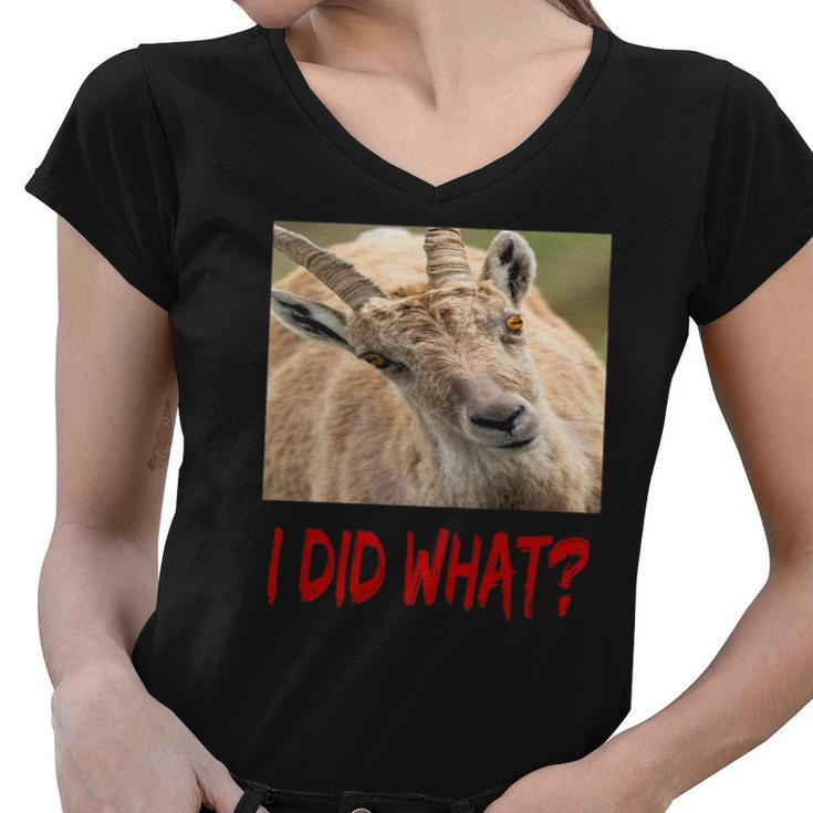 Funny Horned Scapegoat Tee I Did What Women V-Neck T-Shirt