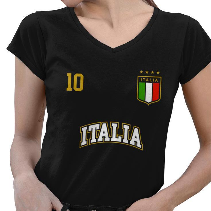 Funny Italy Soccer Team Gift Number 10 Sports Italian Flag Gift Women V-Neck T-Shirt