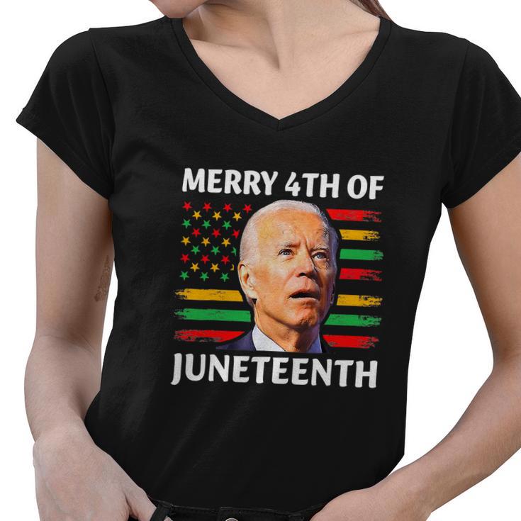 Funny Joe Biden Merry 4Th Of July Women V-Neck T-Shirt