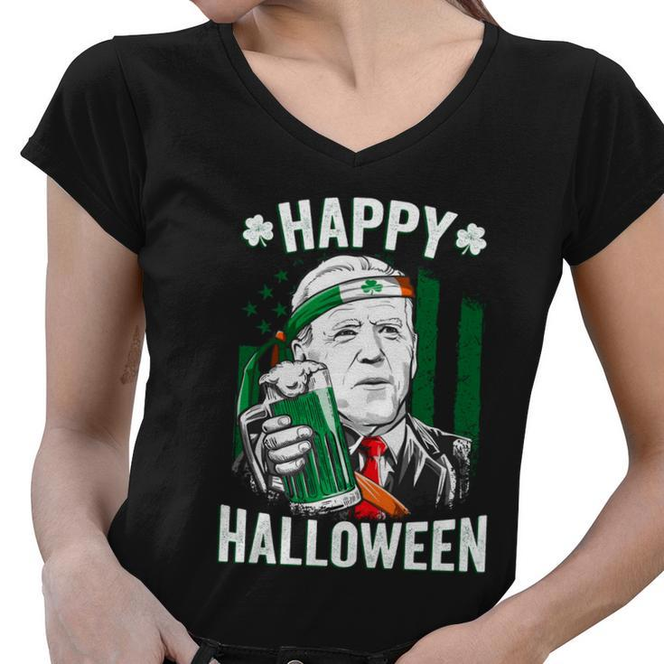 Funny Leprechaun Biden Happy Halloween For St Patricks Day Tshirt Women V-Neck T-Shirt