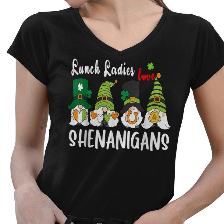 Funny Lunch Ladies Love Shenanigans Gnome St Patricks Day  Women V-Neck T-Shirt