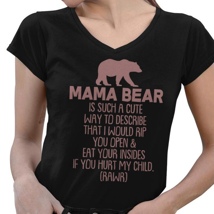 Funny Mama Bear Rawr Women V-Neck T-Shirt
