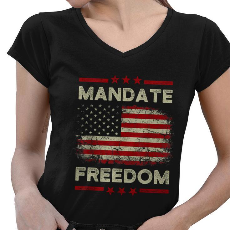 Funny Mandate Freedom Gift American Flag Support Cool Medical Freedom Gift Women V-Neck T-Shirt