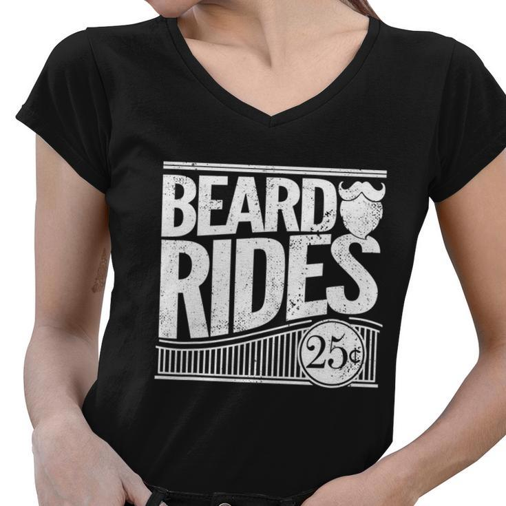 Funny Mens Beard Rides Gift Funny Vintage Distressed Mens Beard Gift Women V-Neck T-Shirt