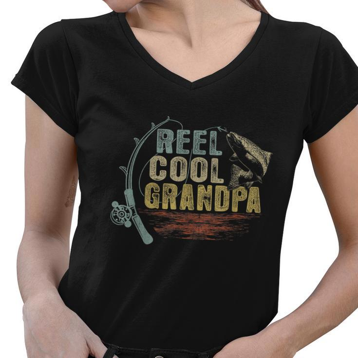 Funny Mens Funny Fishing Gift Vintage Reel Cool Grandpa Gift Women V-Neck T-Shirt