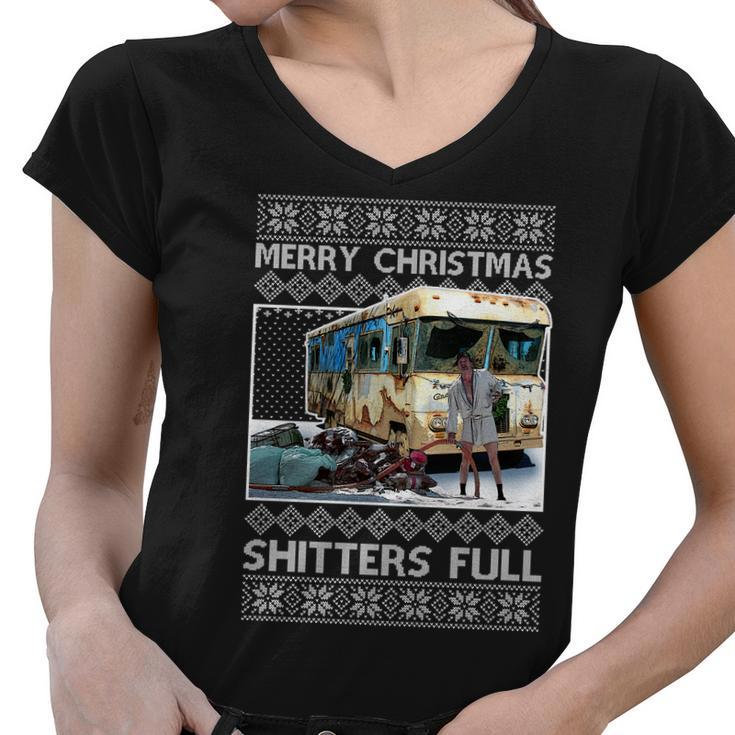 Funny Merry Christmas Shitters Full Ugly Christmas Sweater Tshirt Women V-Neck T-Shirt