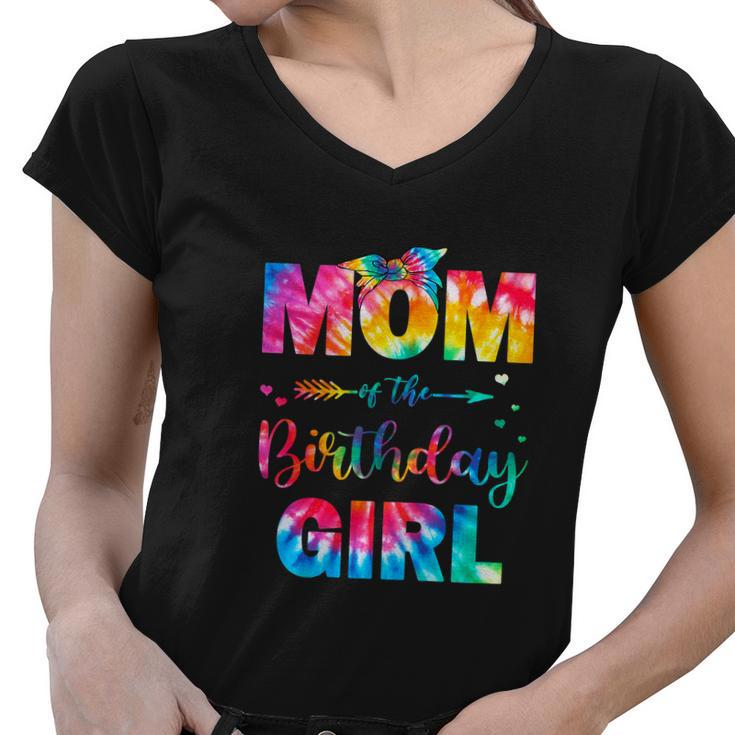 Funny Mom Of The Birthday Girl Mama Tie Dye Women V-Neck T-Shirt