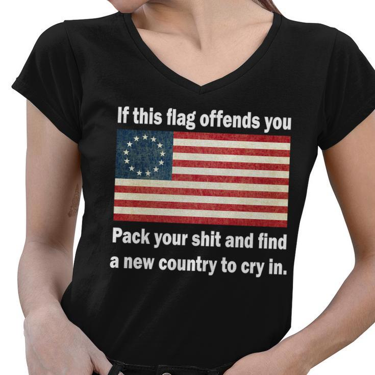 Funny Offensive Betsy Ross Flag Women V-Neck T-Shirt