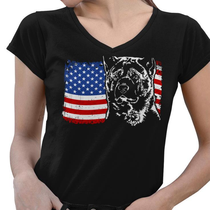 Funny Proud Akita American Flag Patriotic Dog Gift Sweatshirt Women V-Neck T-Shirt