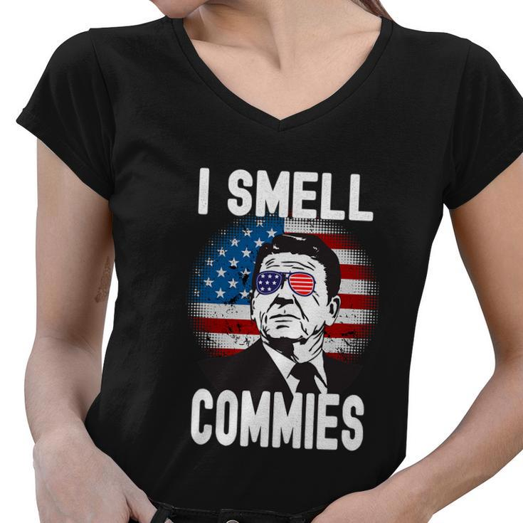 Funny Reagan Political Humor I Smell Commies Reaganomics Women V-Neck T-Shirt