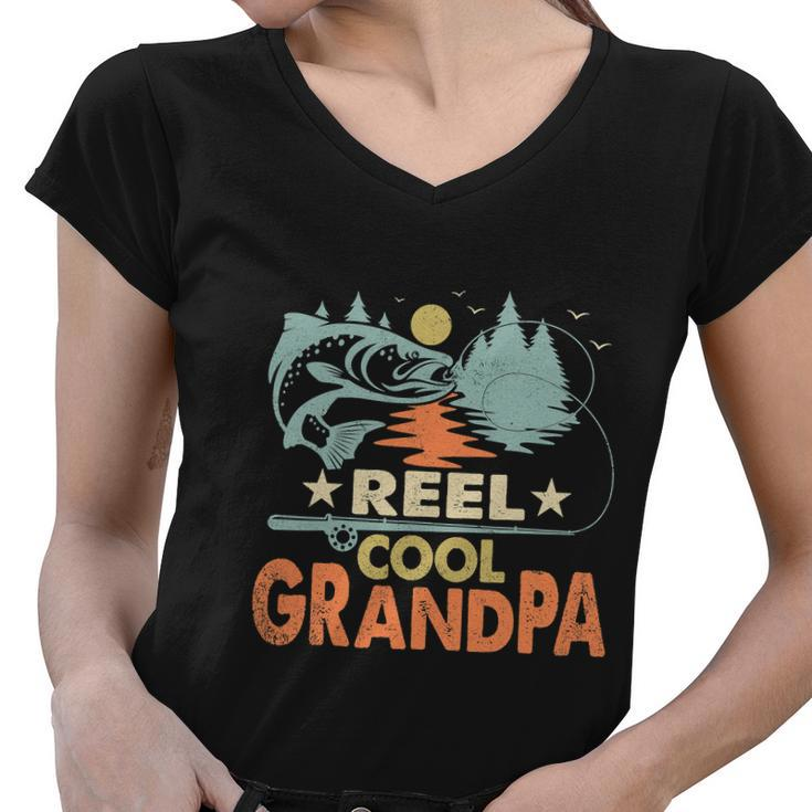 Funny Reel Cool Grandpa Fishing Lover Women V-Neck T-Shirt