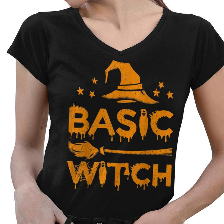 Funny Scary Basic Witch Halloween Costume  Women V-Neck T-Shirt