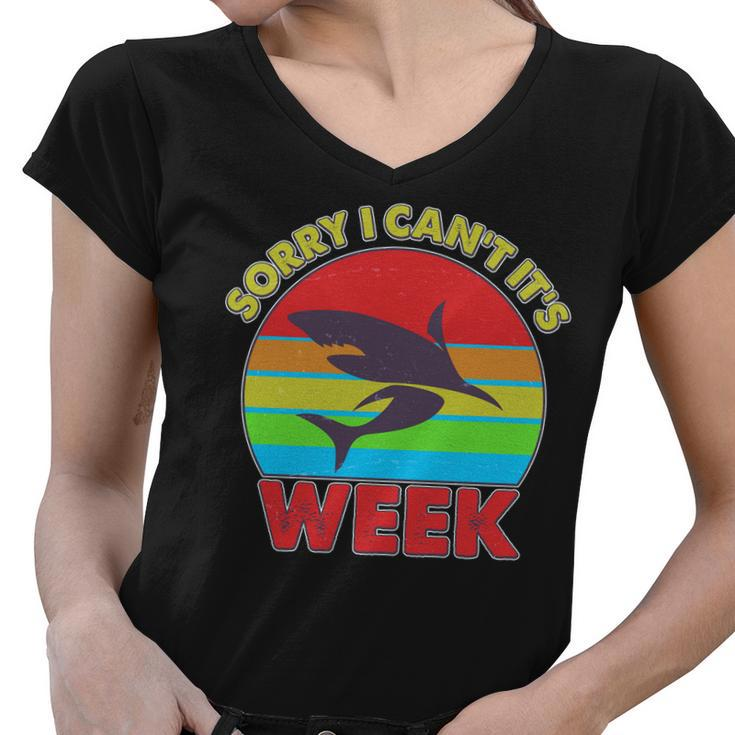 Funny Sorry I Cant Its Shark Week Tshirt Women V-Neck T-Shirt