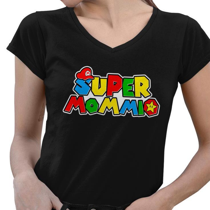 Funny Super Mommio Mothers Day Gamer Tshirt Women V-Neck T-Shirt