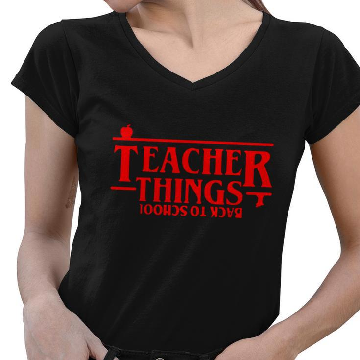 Funny Teacher Things For Black To School Women V-Neck T-Shirt