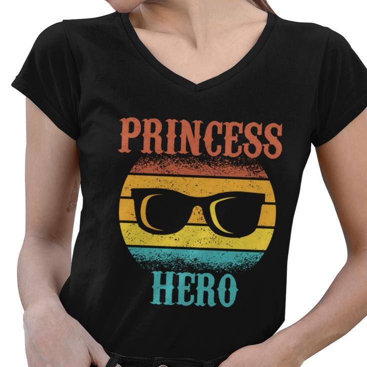 Funny Tee For Fathers Day Princess Hero Of Daughters Great Gift Women V-Neck T-Shirt