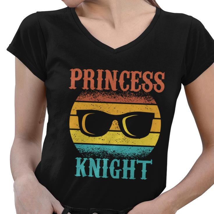 Funny Tee For Fathers Day Princess Knight Of Daughters Gift Women V-Neck T-Shirt