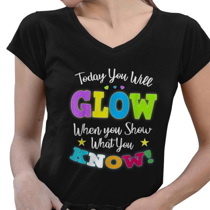 Funny Test Day Mode On Teacher Testing Ideas School Tshirt Women V-Neck T-Shirt