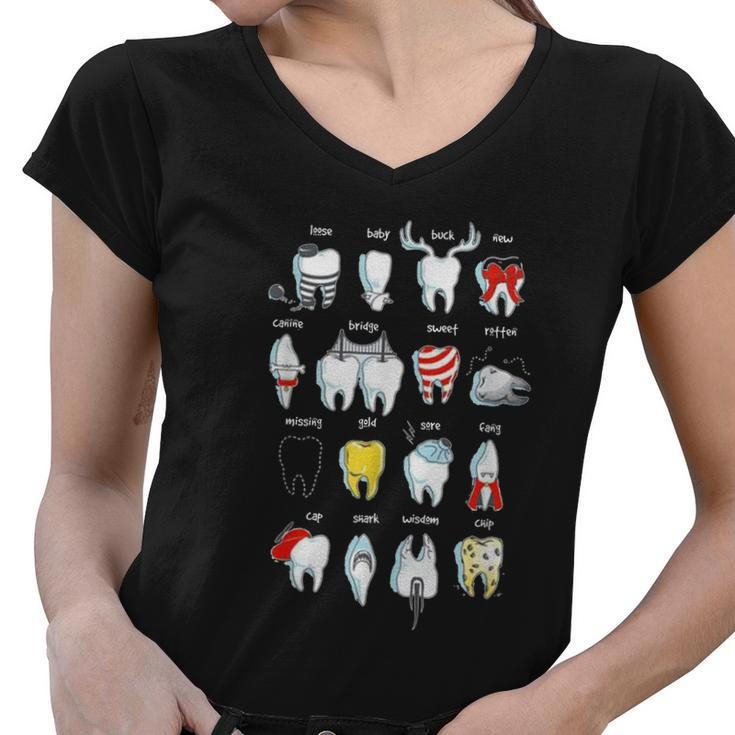 Funny Tooth Designs Dentist Teeth Dental Tshirt Women V-Neck T-Shirt