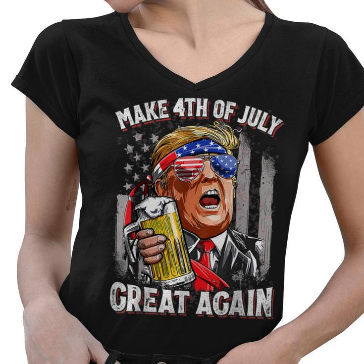 Funny Trump 4Th Of July Make 4Th Of July Great Again 2024  Women V-Neck T-Shirt