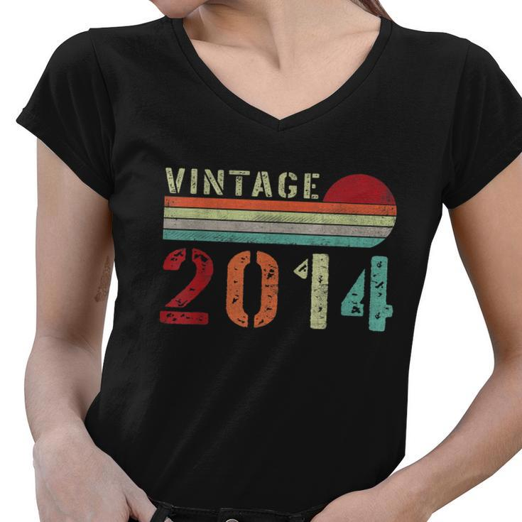 Funny Vintage 2014 Gift Funny 8 Years Old Boys And Girls 8Th Birthday Gift Women V-Neck T-Shirt